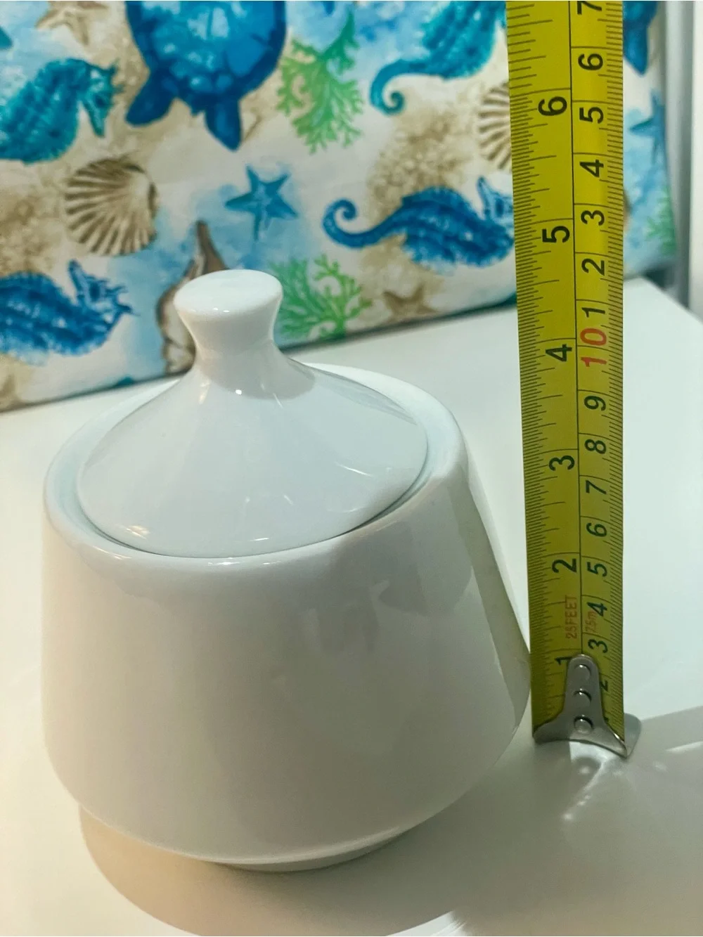Home Accents White Ceramic Sugar Bowl with Lid | Microwave & Dishwasher Safe